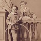 Two boys with a hoop